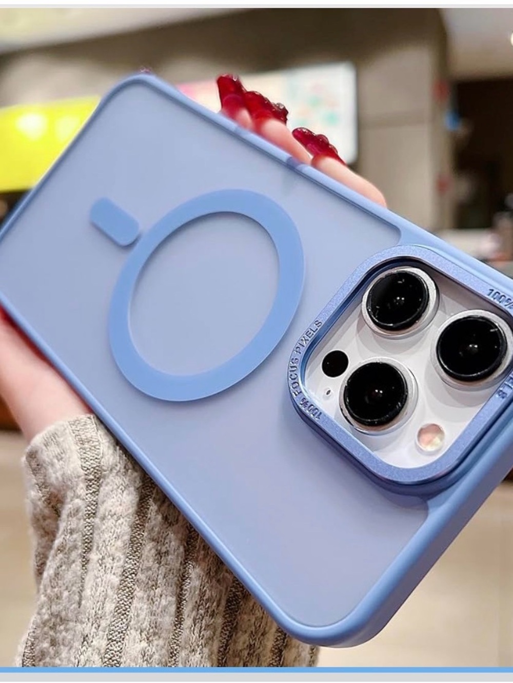Blue Magnetic Compatible Phone Case with Raised Camera Protection
